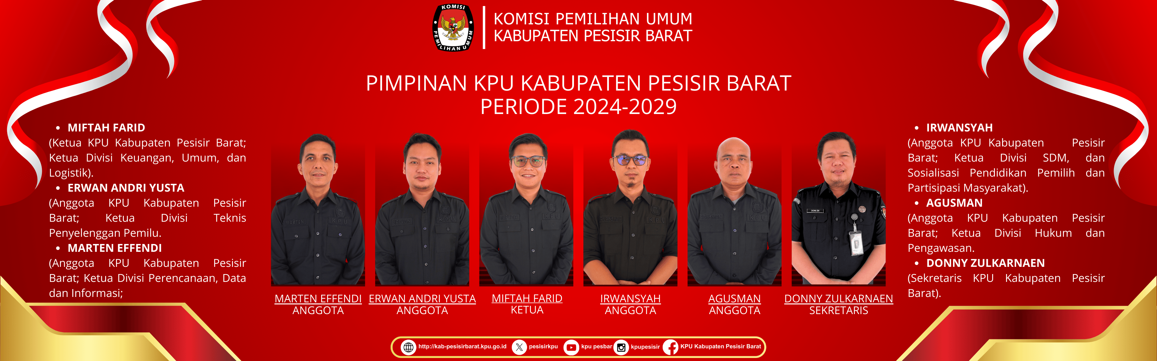 PIMPINAN KPU KABUPATEN PESISIR BARAT PERIODE 2024-2029