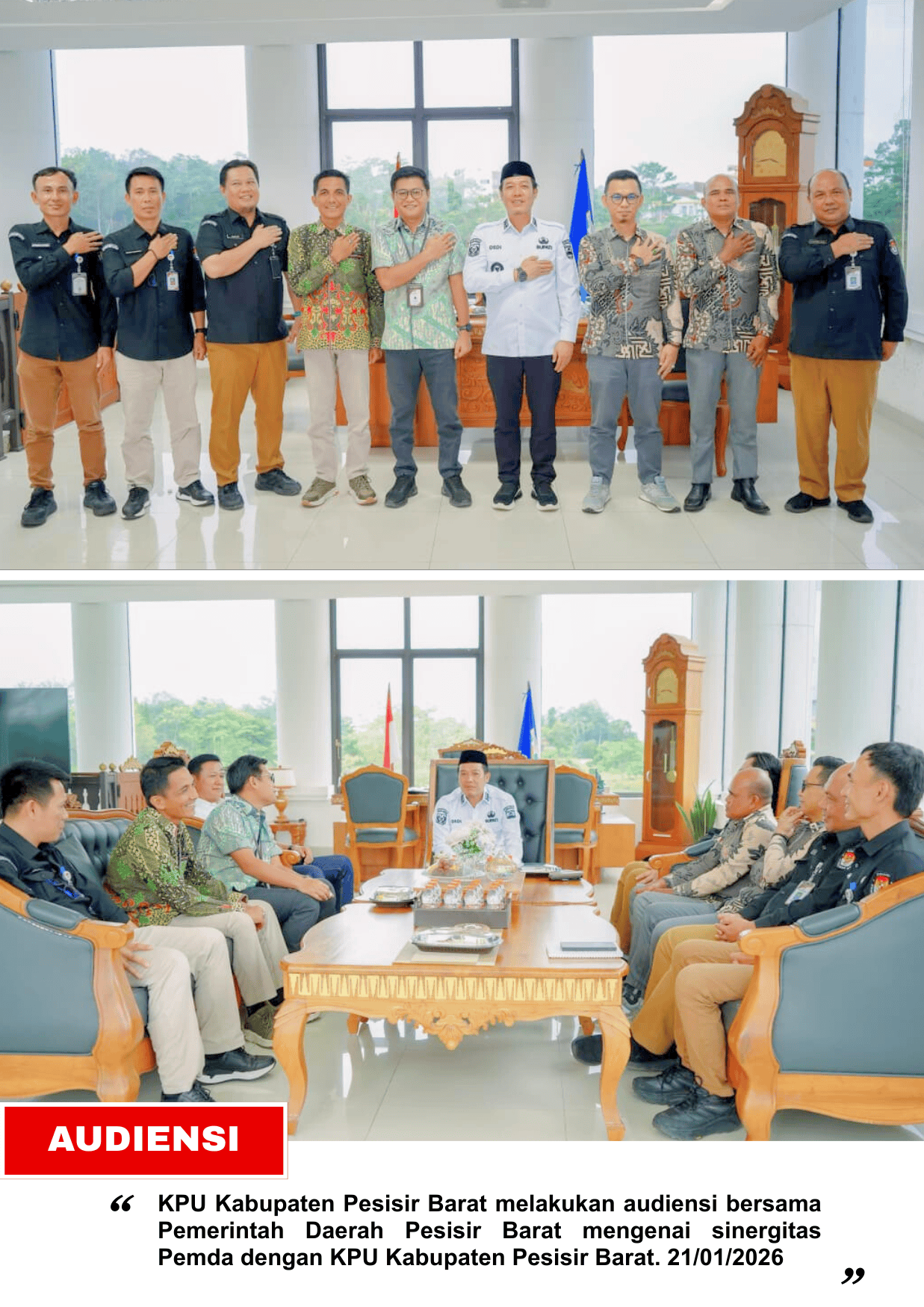 KPU Kabupaten pesisir Barat melaksanakan audiensi dengan Pemda Pesisir Barat.