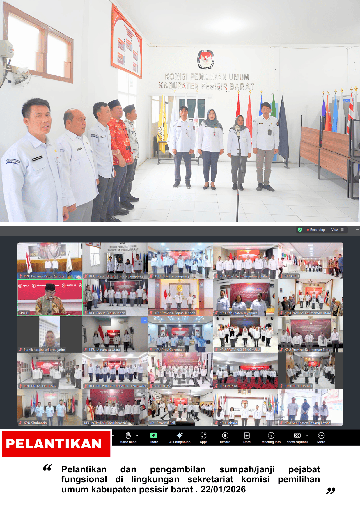 Pelantikan pejabat fungsional di lingkungan KPUKabupaten Pesisir Barat