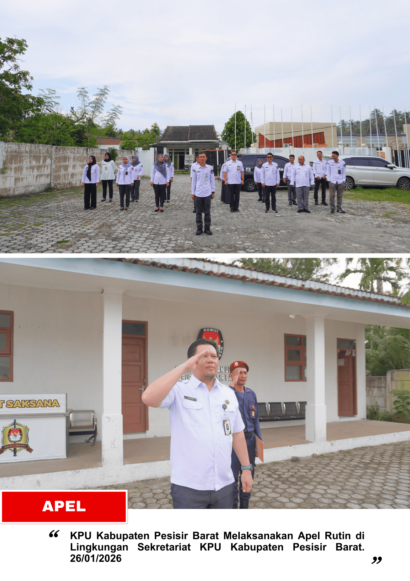 Apel Rutin dilingkungan Sekretariat KPU Kabupaten Pesisir Barat.